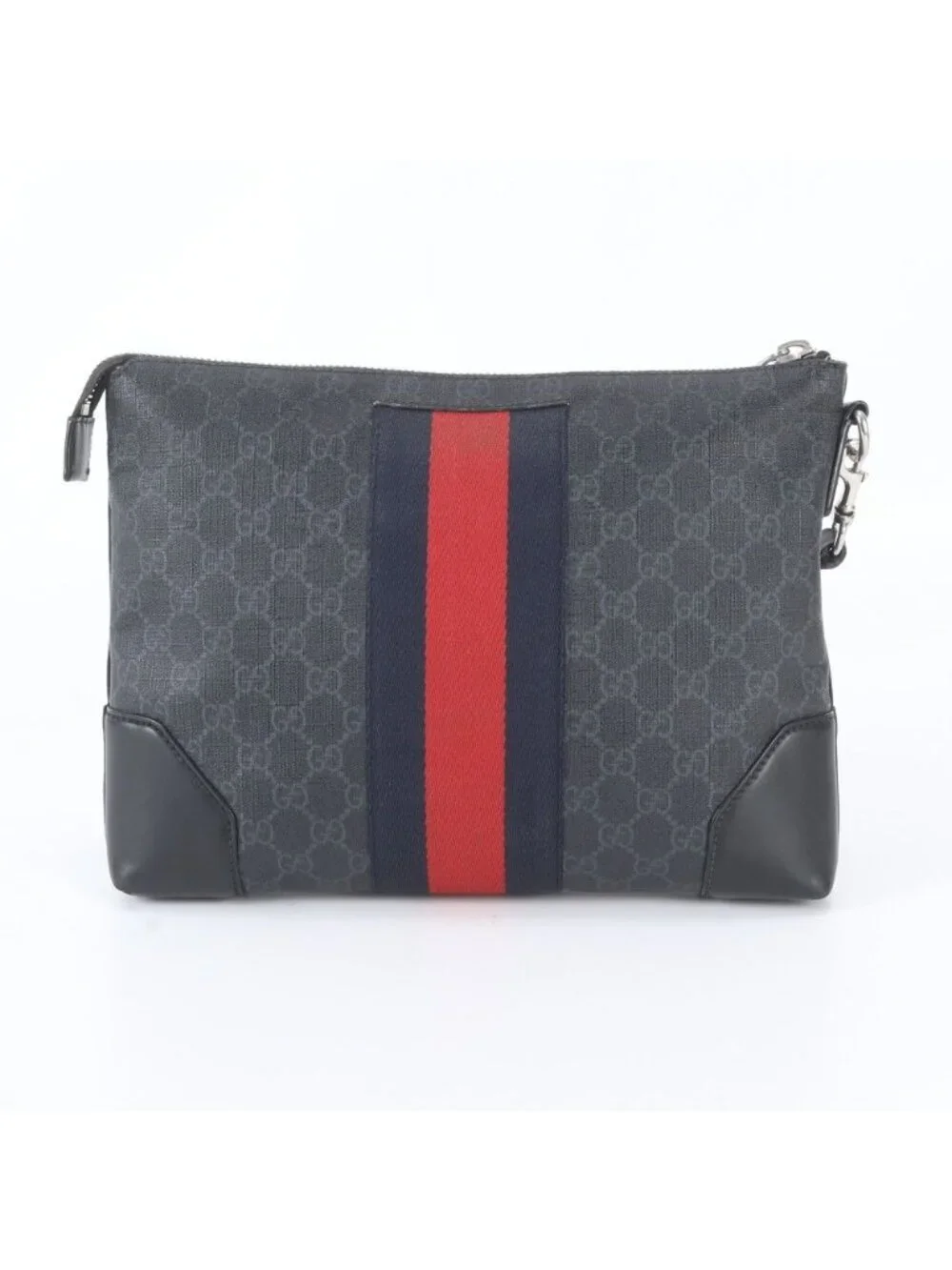 Gucci GG Supreme Sherry Line Leather Clutch Pouch Business